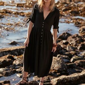 NWT Free People Love of My Life midi dress, black, size large